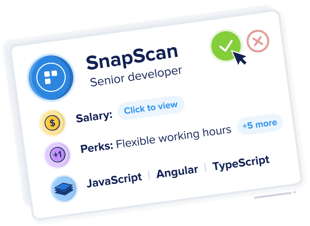 SnapScan company card showing upfront role and salary information.