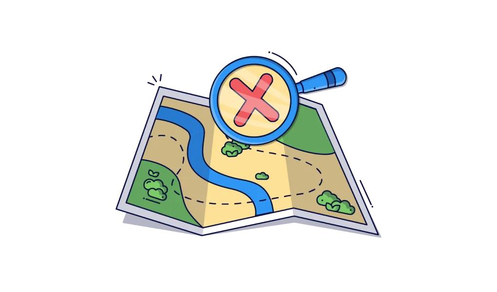 illustration with map and magnifying glass